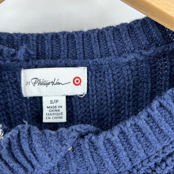 PHILLIP Lim x Target rhinestone ribbed navy sweater size S - Picture 6 of 7
